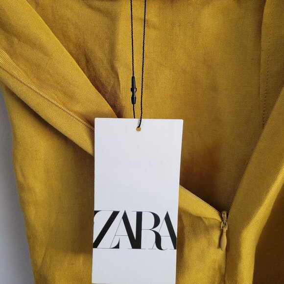 NWT Zara Mustard Yellow Halter-top Maxi Dress Size L Elegant and Classy - Picture 4 of 6